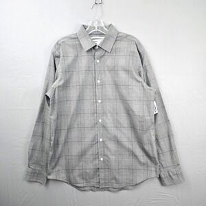 Old Navy Plaid Button Down Collared Long Sleeve Men Shirt Large New Black White